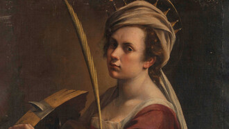 Artemisia Gentileschi , Selbstporträt als Heilige Katharina von Alexandria, Ausschnitt, 1615-17, Öl auf Leinwand, 71,4 x 69 cm, © The National Gallery London, NG 6671