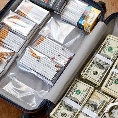 Schmuggel von Tabak. Bereits etwa 8 % der in Europa konsumierten Zigaretten sind illegal