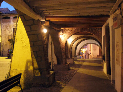 El pueblo tiene hoy una población de 6500 habitantes, la gran mayoría viviendo en su núcleo urbano, que ha ido creciendo con los años en torno a la plaza de la Vila. Las bóvedas de la Plaza de la Vila, Arbúcies, Girona, España 