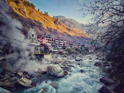 Inside the gurudwara at Kasol, Himachal Pradesh, visitors experience a peaceful view that blends spirituality with the natural charm of the hills, India