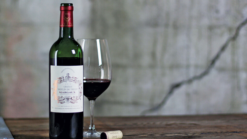 A bottle of Chateau Moulin de Tricot in Margaux