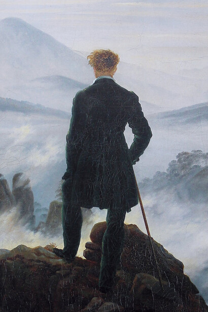 Caspar David Friedrich, El caminante sobre el mar de niebla (detalle), c. 1817