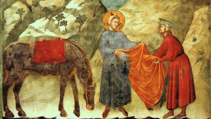 Giotto. San Francesco dona il mantello a un povero

