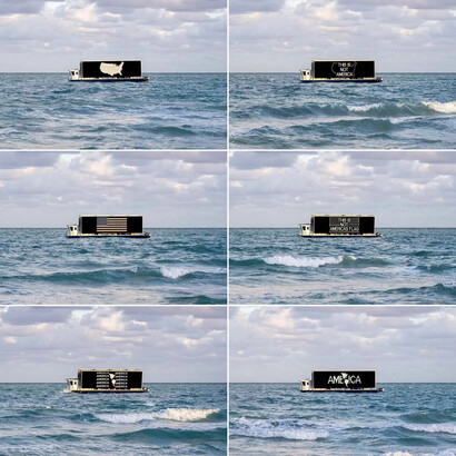 Alfredo Jaar, A logo for America (Miami beach), 2018. Courtesy of Galerie Lelong