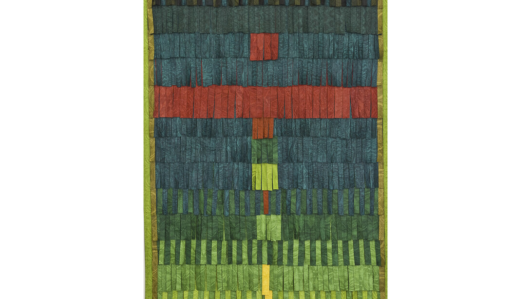 Abdoulaye Konaté, Composition: No. 10 (vert), 2014, Textile, 234 x 147 cm / (92⅛ x 57⅞ in) © the artist, Image Courtesy of the Artist and Blain|Southern, Photographer: Christian Gläser, 2015