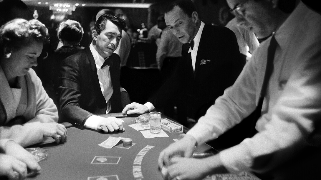 Bob Willoughby, Dean Martin playing blackjack with Frank Sinatra, Sands Hotel, Las Vegas, 1960, © Bob Willoughby/Huxley-Parlour Gallery
