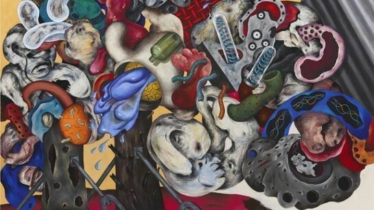 Ahmed Alsoudani, Not yet titled, 2013, Acrylic and charcoal on canvas, 188.5 x 249.5 cm