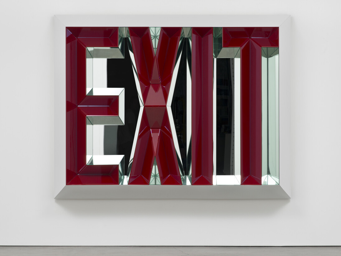 Doug Aitken, EXIT (large), 2014, Colored mirror, clear mirror, powder coated steel, 68 x 93 x 16 inches, (172.7 x 236.2 x 40.6 cm) © Doug Aitken. Courtesy Regen Projects, Los Angeles.