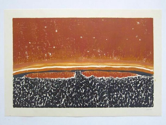 William Monk, Untitled III (Fulcrum), 2014, Woodcut on paper, 16 1/2 x 24 3/8 in. (42 x 62 cm)