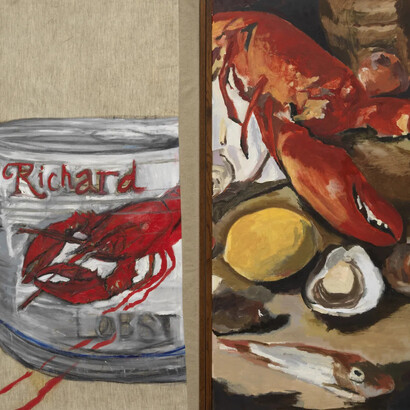 Whitehouse & Rabadzhiyski, Still life with tinned lobster – diptych (detail), 2024. Courtesy of Dürst Britt & Mayhew