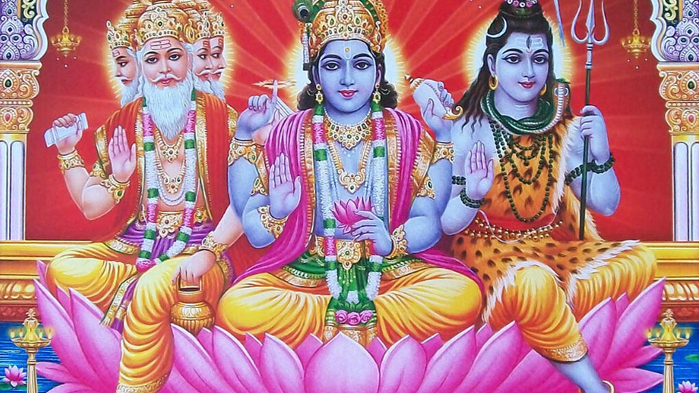 La Sacra Trinità Hindu, Brahma, Vishnu e Shiva 