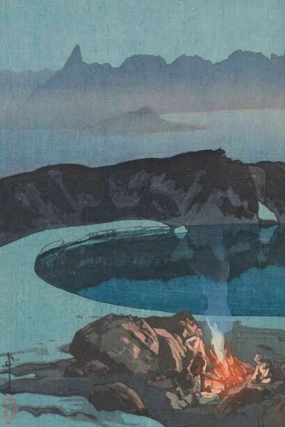 Yoshida Hiroshi, Tsurugizan: camping at Mt. Washibadake, from the Twelve scenes in the Japan Alps (detail), 1926. Courtesy of Moa Museum of Art