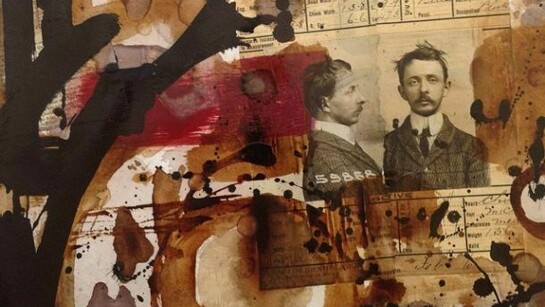 Maria Soledad Fernandez Pagliuca, He Is Looking For Himself Too, Coffee, Wine & Mixed Media on Paper, 18" x 24"