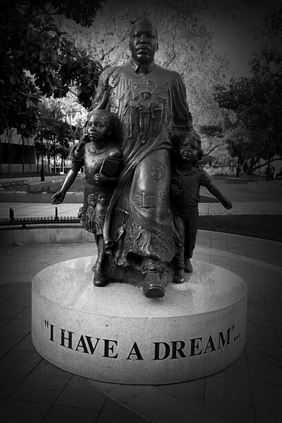 One of the large-scale commemorative statues on Riverside’s (California, USA) Peace Walk of Martin Luther King Jr. 