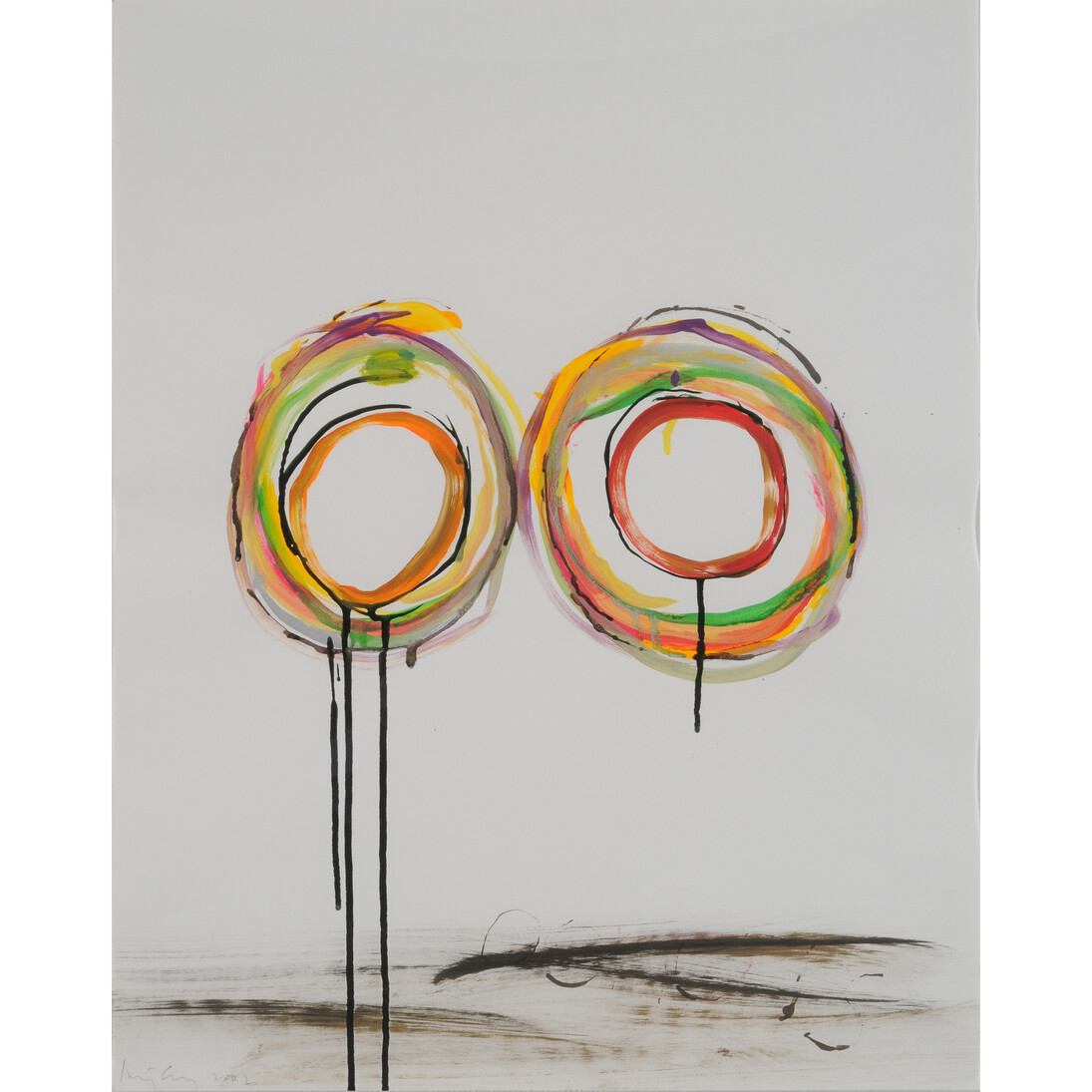 Paintings from the Donut Series, 2004-2014, acrylic on paper, 24 x 18 inches