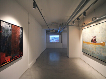 Excuse Me Peter Doig: RIP Jesus, again, 2015 and This is "Canoe-Sea", 2015