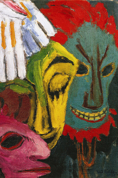 Emil Nolde, *Masken III*, 1920. Öl auf Leinwand, 87 x 73 cm. Nolde Stiftung Seebüll, Neukirchen