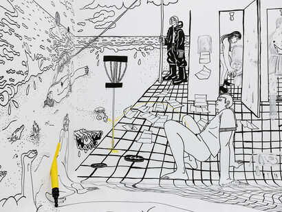 Nicole Eisenman and Edith Hammar, My eyes are like funnels, my ass is a hand, exhibition view. Courtesy of Moderna Museet