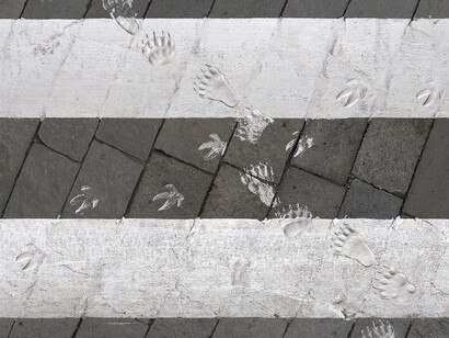 Francesco Garbelli, Solo Ferrari, 1993. Pellicola adesiva su cartello stradale, 60 x 90 cm