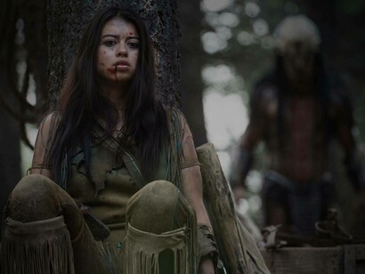 Amanda Stenberg (left) and Maria Bakalova in a dramatic scene from the horror/comedy Bodies, Bodies, Bodies (2022) which was released in August