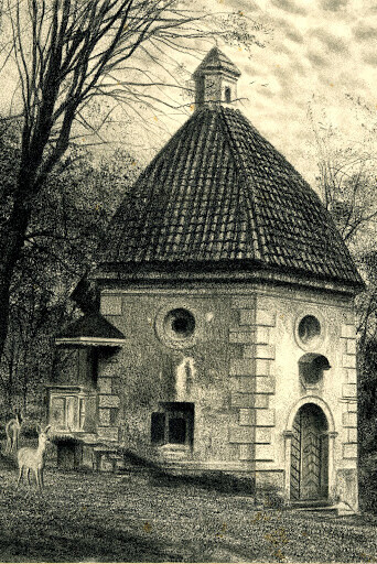 Richard Müller, Cappella di St. Johannes in Boemia, carboncino, 24 x 17,8 cm