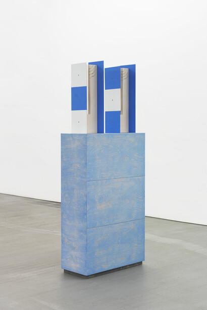 Matt Paweski, "Notch (Double)," 2014, Euro-beech hardwood, birch plywood, steel, copper rivets, enamel, wax, Two parts: 19 x 6 x 6 inches