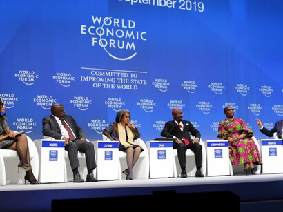 Members of the World Economic Forum meeting in Davos-Klosters, Switzerland