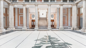 Luc Tuymans, Schwarzheide, 2019, Fantini Mosaici, Milano, Installation View at Palazzo Grassi, 2019 © Palazzo Grassi, Photography by Delfino Sisto Legnani e Marco Cappelletti