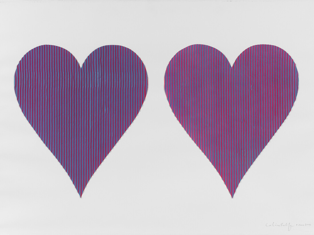 Colin Self, Change of hearts 1, 2012/2013, Corrugated cardboard, spray paint, 74 x 104 cm