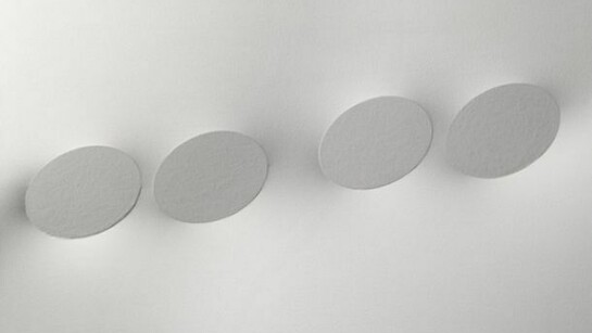 Turi Simeti, Quattro Ovali Bianchi, acrylic on shaped canvas, 39 1/3 x 47 1/4 inches, 100 x 120 cm - 2013
