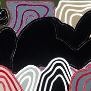 America Martin, Woman & Rocks, Oil & Acrylic on Canvas 45 × 87 in. 