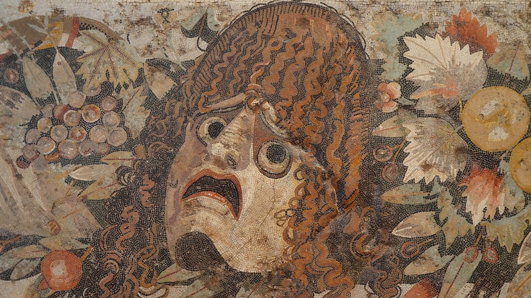 Dettaglio di Mosaico rinvenuto nella casa del Fauno, Pompei, conservato nel Museo Archeologico Nazionale di Napoli, Napoli, Italia