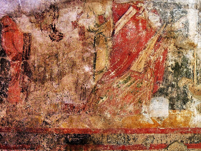 San Marco dei Sabariani, Benevento, Italia. Affresco della "Pesca miracolosa"
