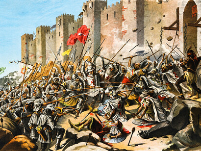 This image illustrates the Portuguese conquest of Ceuta in 1415. The battle took place on August 21–22, 1415, marking the beginning of the Portuguese Empire in Africa