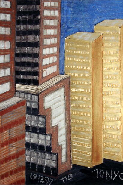 Thierry-Loïc Boussard, n° 2294 - 10 NYC, acrylique sur papier marouflé sur toile, 1997 signé TLB daté 19/12/97, Photo : Gilles Dinety