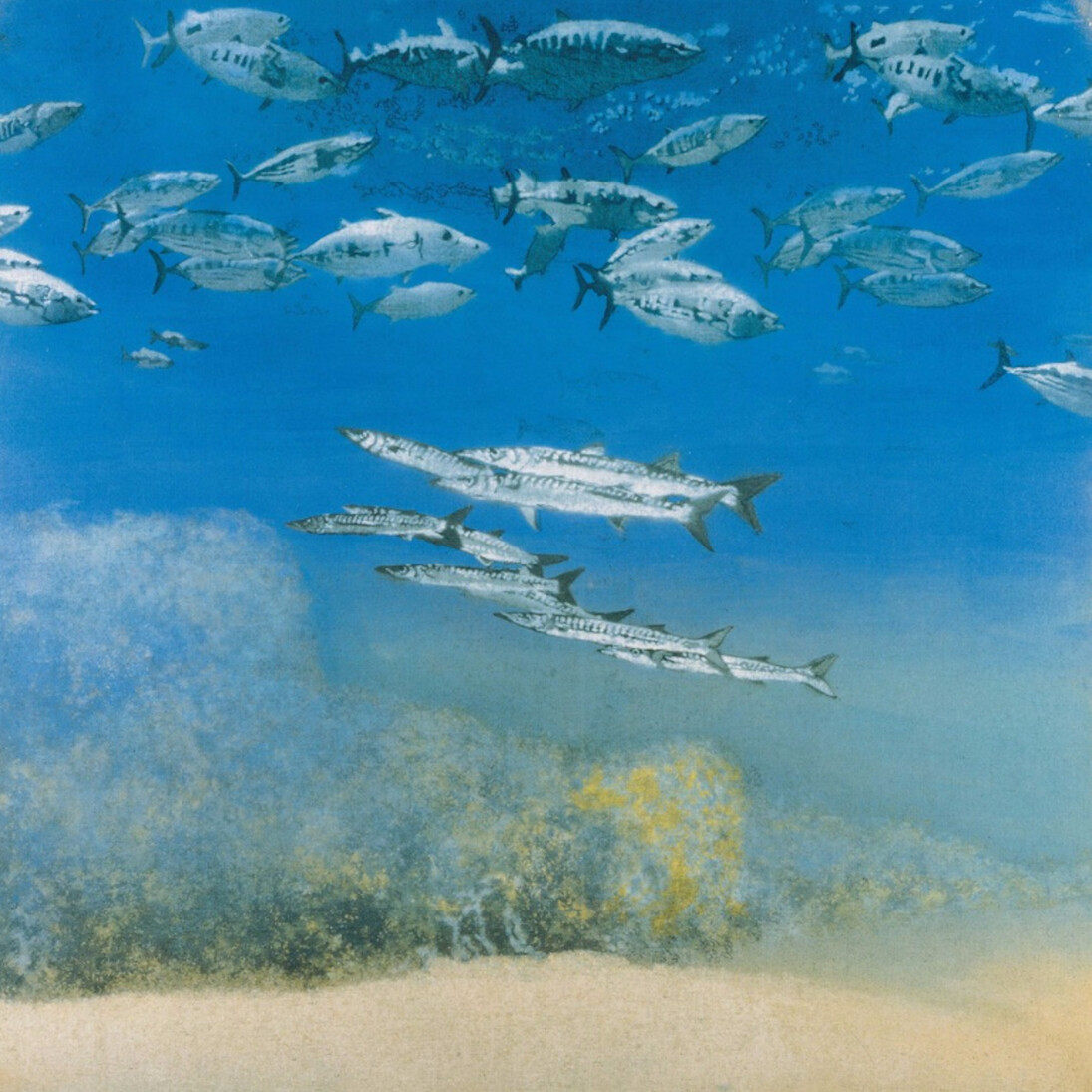 Michael Andrews, School IV: Barracuda under Skipjack Tuna, 1978.  Courtesy of Gagosian