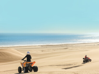 Swakopmund or Walvis Bay. You will have an abundance of activities to fulfil your thirst for the outdoors including quad biking across the hilled sand dunes or skydiving down to them