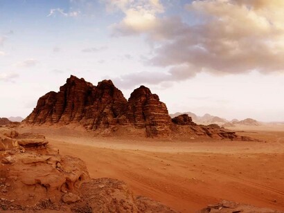The desert in Wadi Rum, Jordan during the day