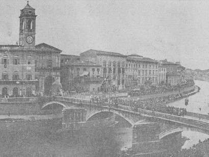 Pisa, Gioco del Ponte in una fotografia del 1935, Pisa, Italia