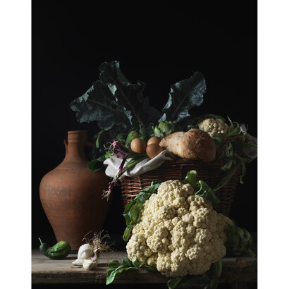 Paulette Tavormina, Still Life with Cauliflower and Bread, After LM, 2014 © Paulette Tavormina. Courtesy Huxley-Parlour Gallery, London