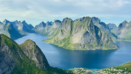 Vista aerei dei fiordi norvegesi