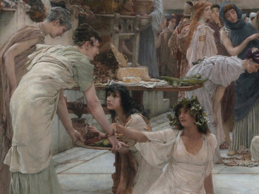 Lawrence Alma-Tadema, Las mujeres de Anfisa (detalle), c. 1887