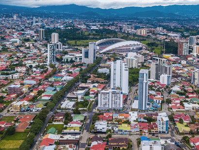 Vista aérea de la cuidad de San José, Costa Rica