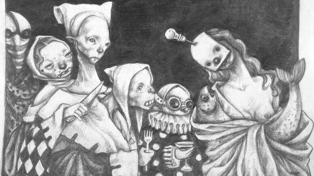Afarin Sajedi, Carnival part II, 29 x 42 cm, graphite on paper, Dorothy Circus Gallery