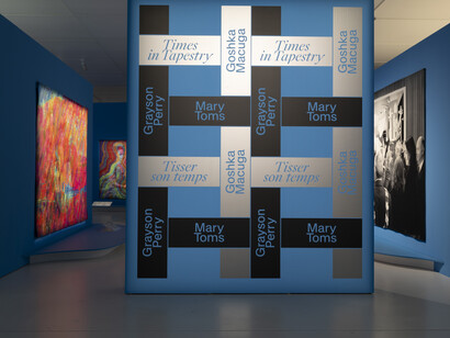 Times in tapestry, exhibition view. Courtesy of Mudac