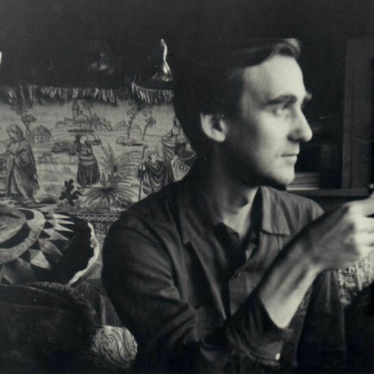 Patricia Jordan, Jess at Stinson Beach, 1959. Photograph on hardboard 15 3/4 x 16 in. Collection of Lorna Anthea Starr Jordan. Image courtesy of Pomegranate Communications