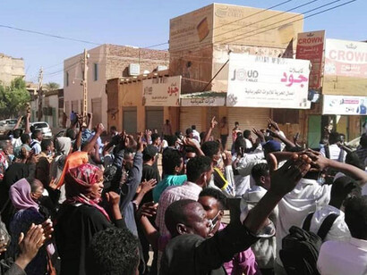 Sudanese protesters in the capital Khartoum