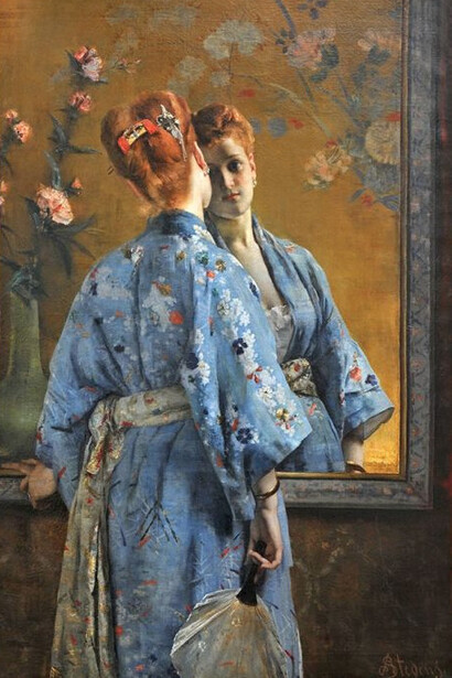 Alfred Stevens, Die japanische Pariserin, 1872, Öl auf Leinwand, 150 x 105 cm, Musée des Beaux-Arts de La Boverie, Lüttich © Musée des Beaux-Arts de La Boverie, Lüttich