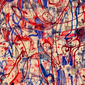 Michael Hutchison, All Too Human I (detail), 2015, Acrylic on canvas, 90 x 215 cm