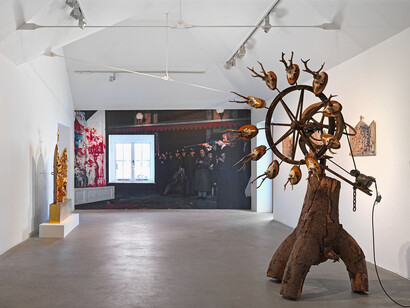 Niki de Saint Phalle and Jean Tinguely, Myths and machines, exhibition view. Courtesy of Hauser & Wirth